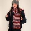 Wool Jacquard Knitted Scarf Printed Winter Wool Neckerchief Sweet Fair Isle Style Scarf  Autumn