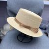 Light Luxury Raffia Hat Women's Summer Elegance Small Brim Sunscreen Silk Linen Bow Travel Sun Hat