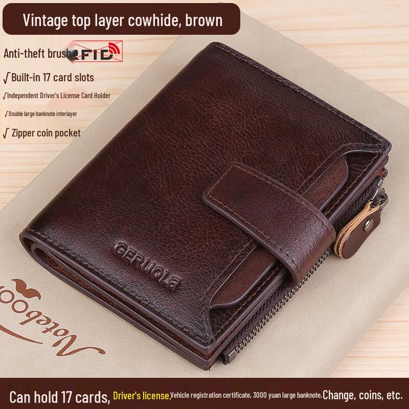 

GERUOLA Men s Genuine Leather Bifold Wallet with RFID Protection