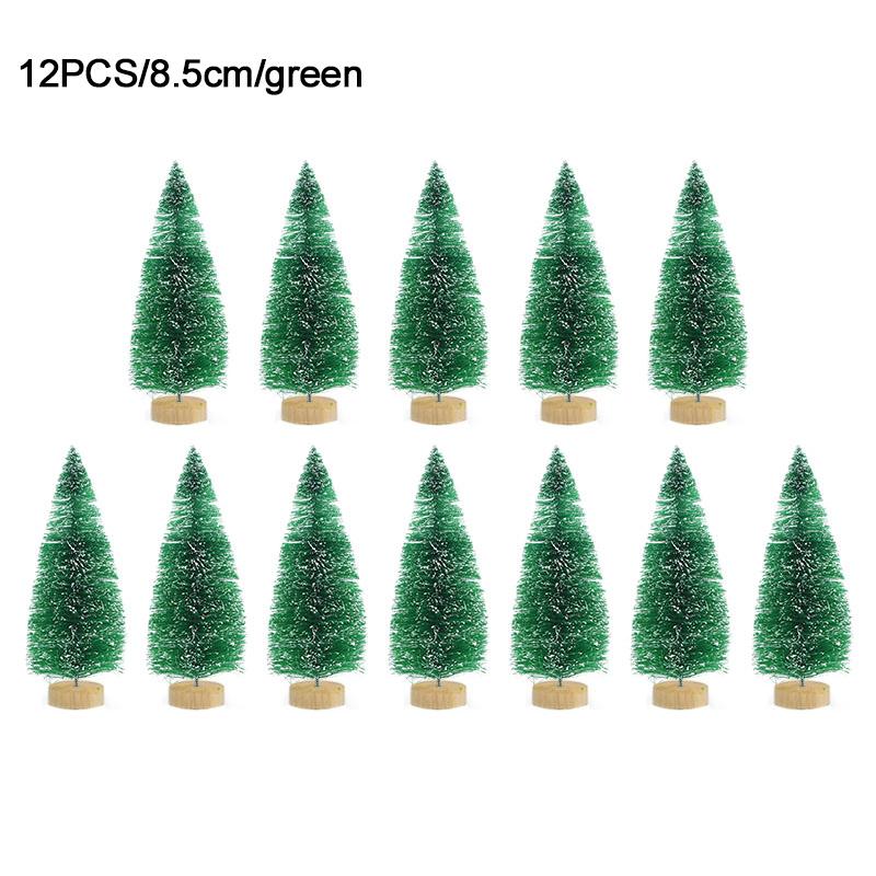 12pcs Mini Christmas Tree Pine Tree DIY Christmas Decorations For Home Table Navidad Xmas Ornaments New Year Decor Kids Gift
