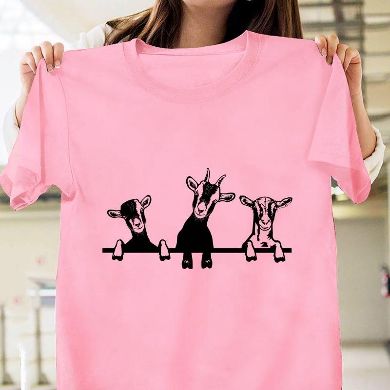 Funny Sheep Pattern Printed T-Shirt Fashion Funny Casual Loose Sheep Round Neck Short Sleeve Shirt Cute Sheep T-Shirt
