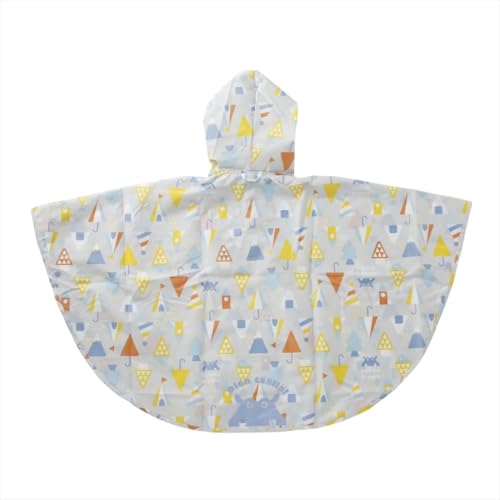 Ogawa Kids' Rain Poncho, 90cm, Kukka Hippo Triangle, with Reflective Tape, Hippopotamus-Shaped Backpack with Storage Bag, 83436
