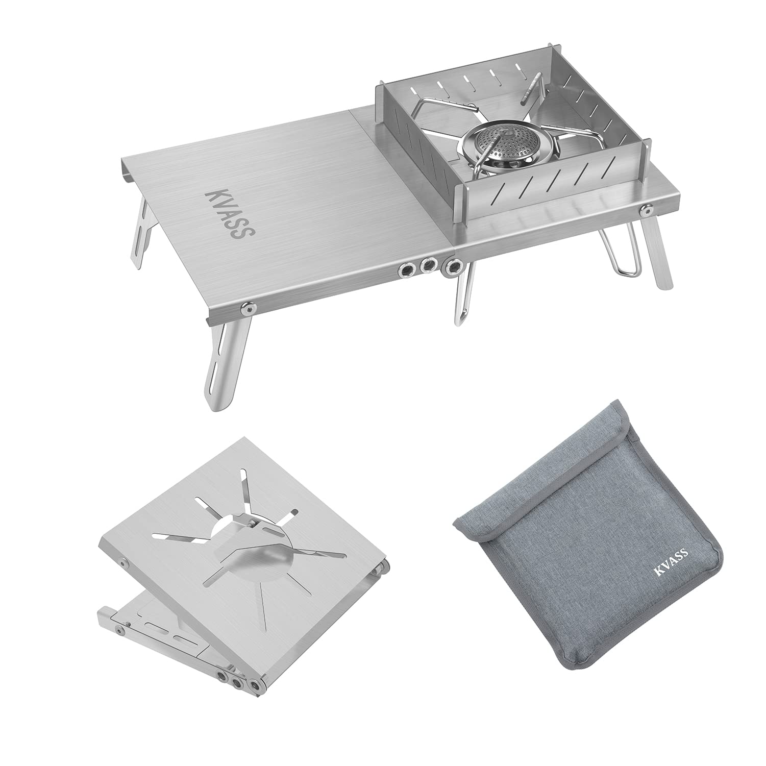 

KVASS Heat Shield Table for SOTO ST-310 with Windscreen, Compatible with FORE WINDS MS-01, ST-330, Iwatani CB-JCB Burner, Alcohol Burner, Single Burne