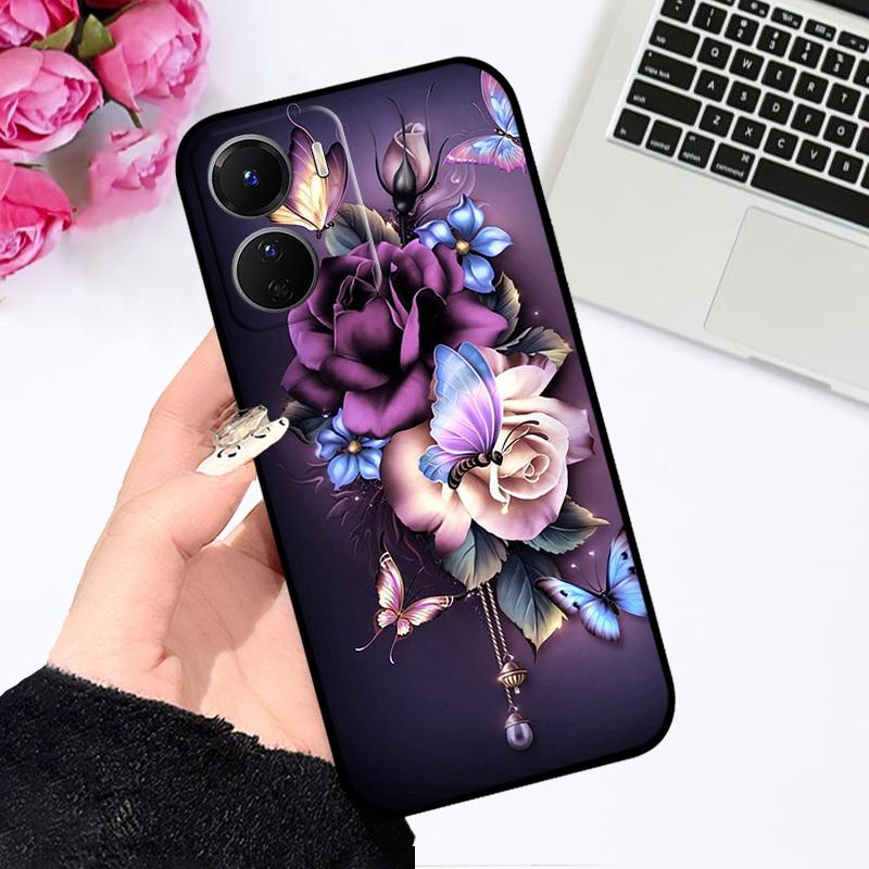 Case For Y56 Y35 Y53T 5G Fundas Cute Fashion TPU Soft Silicone Black Matte Phone Cover For Vivo Y16 4G V2204 V2214 Coque Bumper