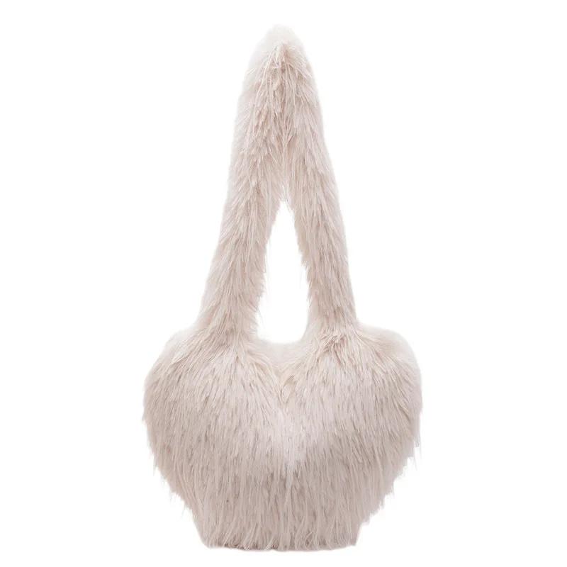 

Heart Shaped Hairy Bag, Sweet, Cool, Spicy, Punk Style, Large Capacity Single Shoulder Tassel Underarm Bag