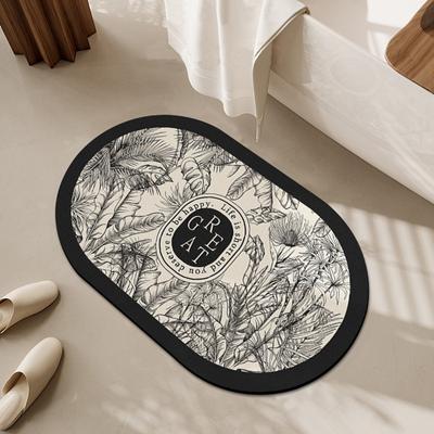 Sketch Style Diatom Mud Cushioned Bathroom Floor Mat Toilet Absorbent Non-slip Foot Mat Toilet Door Quick-drying Carpet