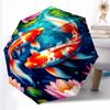 1pc Sturdy 8-Bone Auto Umbrella, Koi Fish 1 Umbrella, Digital Printed, Foldable Umbrella for On-the-Go Outdoor Use