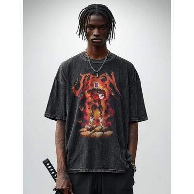 T-shirt Lavata Retrò Harajuku Anime Dragon Ball Cotone Streetwear da Uomo Top Oversize a Maniche Corte da Donna