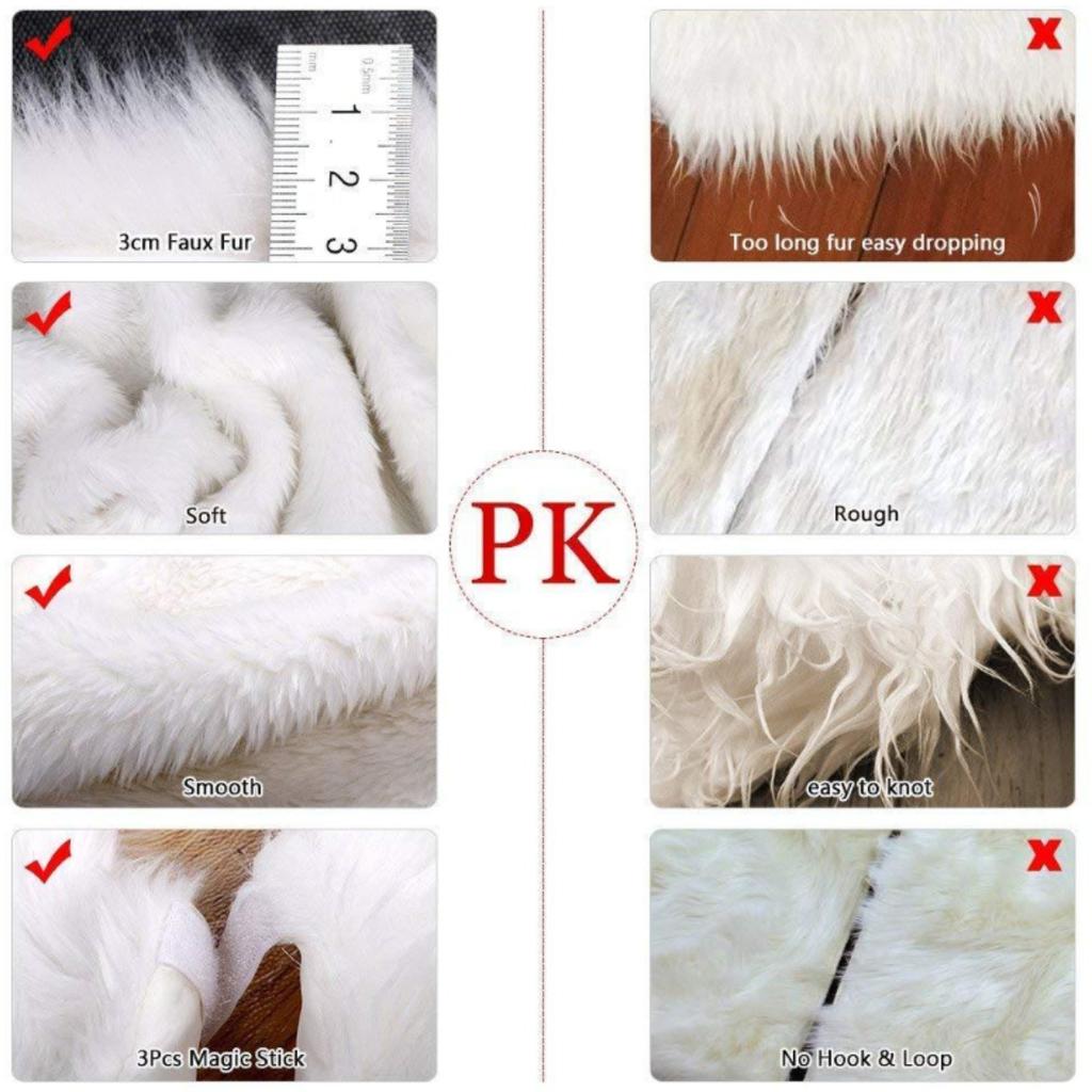 White Faux Fur Christmas Tree Skirt with Sequin Snowflakes