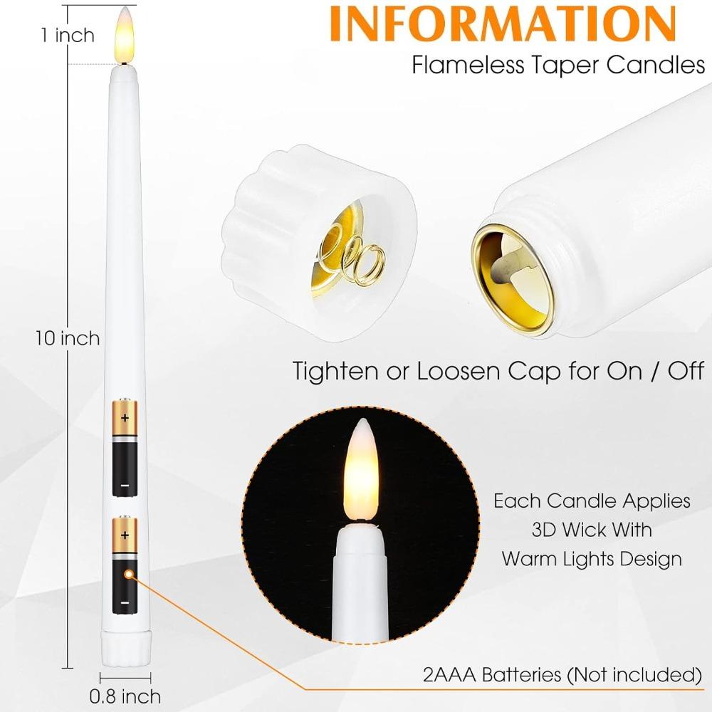 Pack of 6 LED Flameless Taper Candles Battery Operated Flickering Window Candle for Christmas Wedding Church Decor Party Supplie