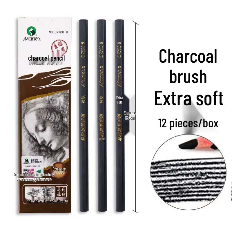 Mali Brand Charcoal Sketch Pencil Set - Includes 2B, 4B, 6B, 8B for Art Students