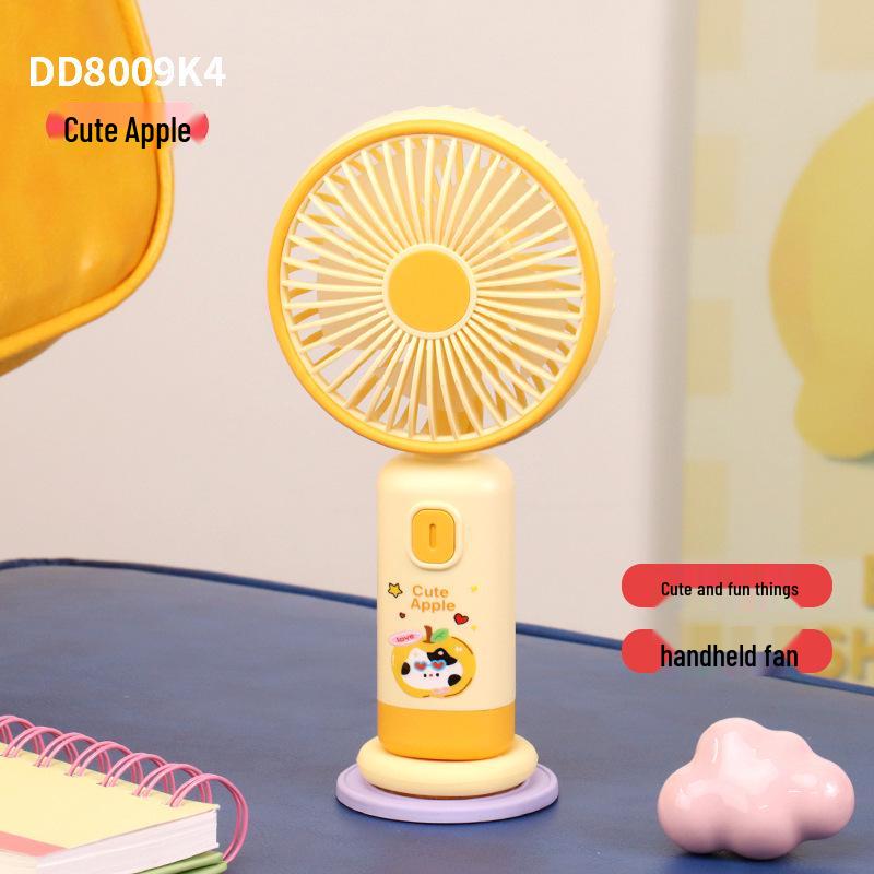 Cute Cartoon USB Rechargeable Mini Fan - Silent, Portable Handheld for Outdoor Summer Use Box Packaging + USB Charging Cable