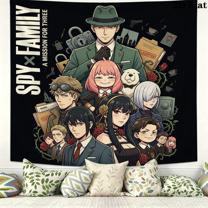 Spy Family Wall Tapestry Aesthetic Wall Hanging Printed Fabric Blanket Decorative Tapestries For Bedroom Living Room Home Decor