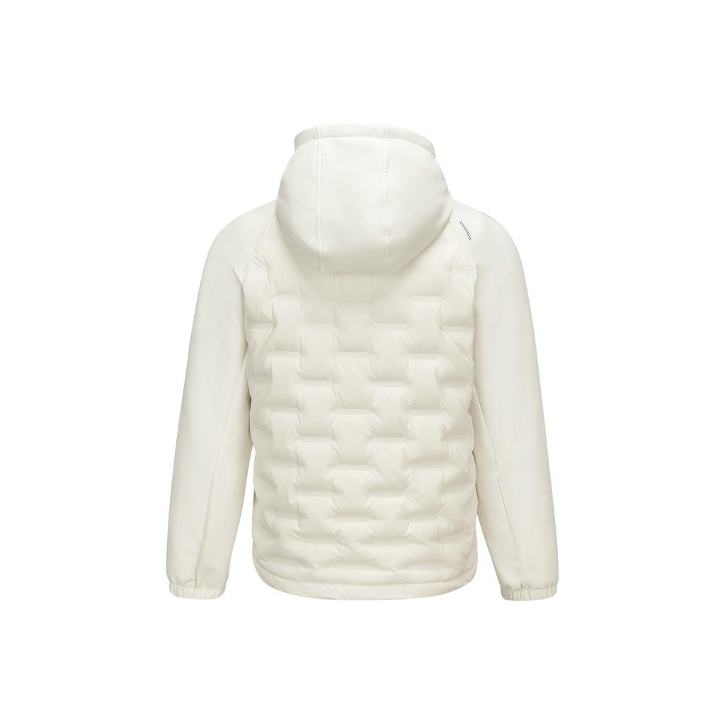 Skechers Lightweight Warm Windproof Hooded Short Down Jacket Men Outerwear Cotton-White P425M141-0074