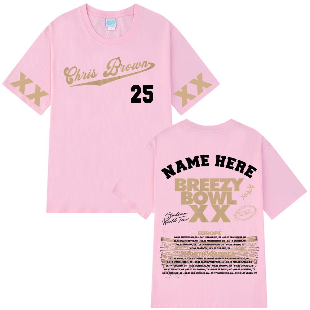 Chris Brown Breezy Bowl XX Tour 2025 Tričko Pánské Dámské Módní Hip Hopové Tričko Bavlna Ležérní Oversized Trička Dárek pro Fanoušky Streetwear