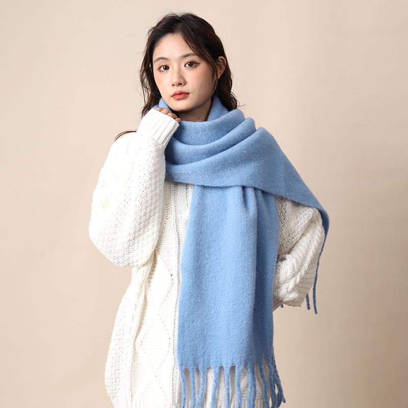 

Winter women s new mohair white scarf thickened versatile warm couple atmosphere winter scarf women 210*40 червоний