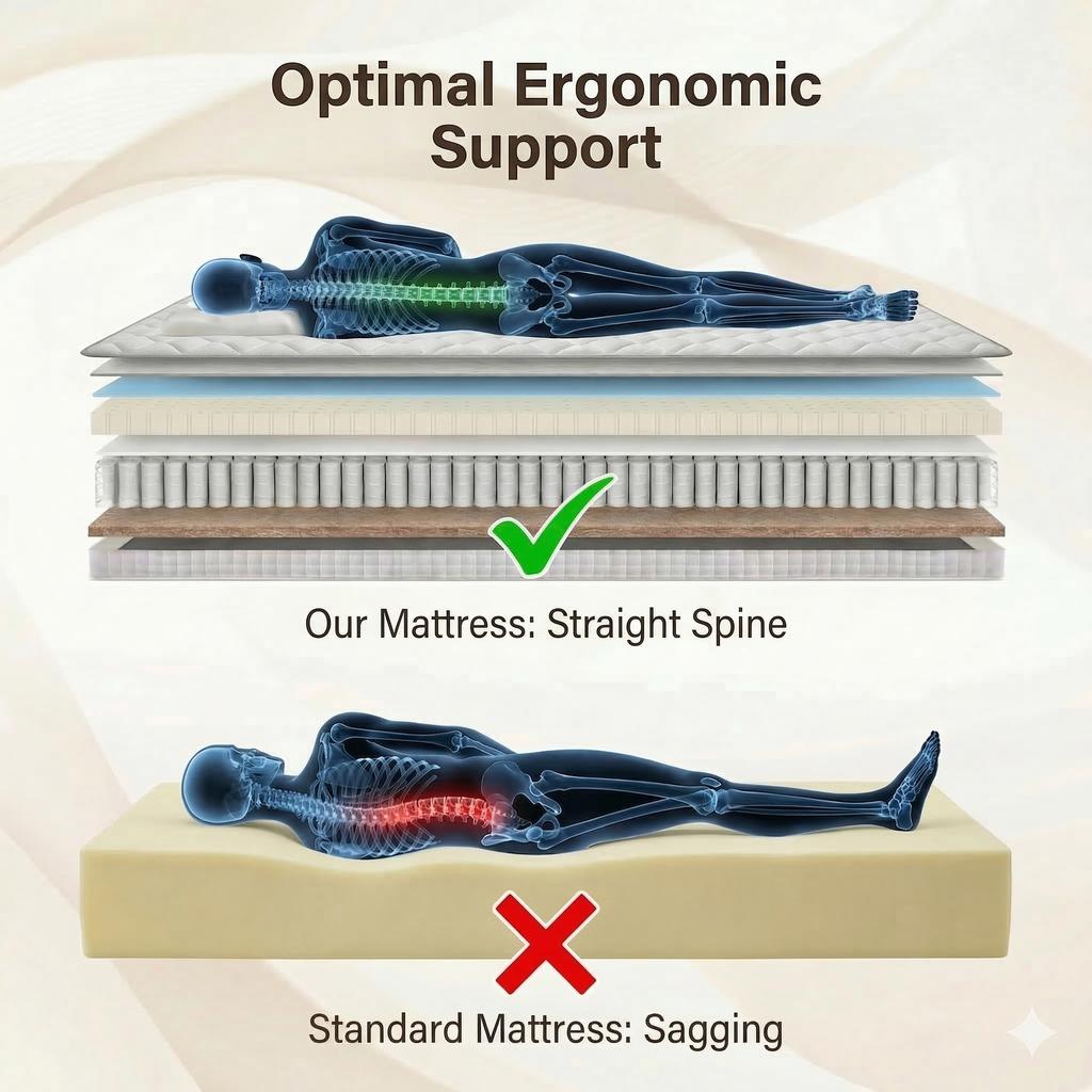 Mattress 90x200 H4 height 25cm with comfort foam, 7-zone pocket spring mattress ergonomic, adult spring mattress OEKO-TEX certified