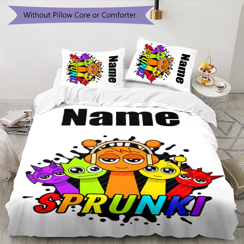 3pcs SPRUNKI12 Cover Set - Personalized Name, HD Printed Bedding with 1 Cover and 2 Pillowcases - Perfect for Home Decor, Easy Care