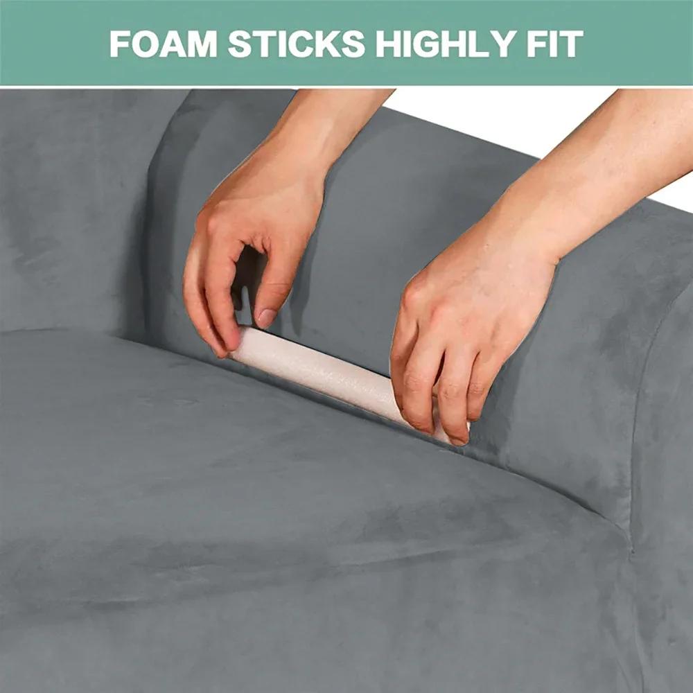 Dicker Sofabezug aus Samtplüsch für Wohnzimmer, 1/2/3/4-Sitzer, elastischer L-förmiger Ecksessel, Sofabezug, Möbelschutz