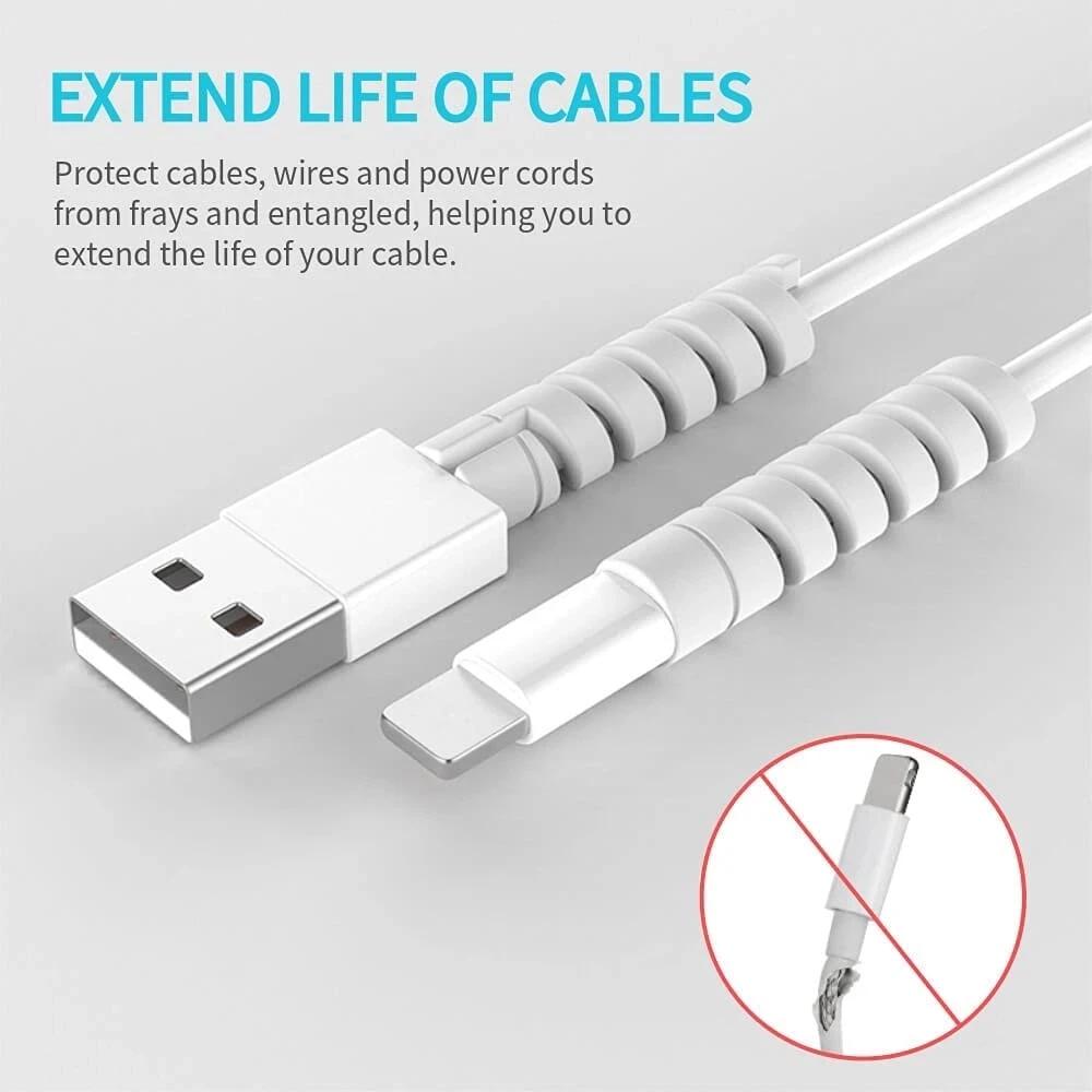 6/20pcs Cable Protector Silicone Charge Cable Spiral Winder Wire End Cord Savers Cover For Phone USB Charger Cable Accessories