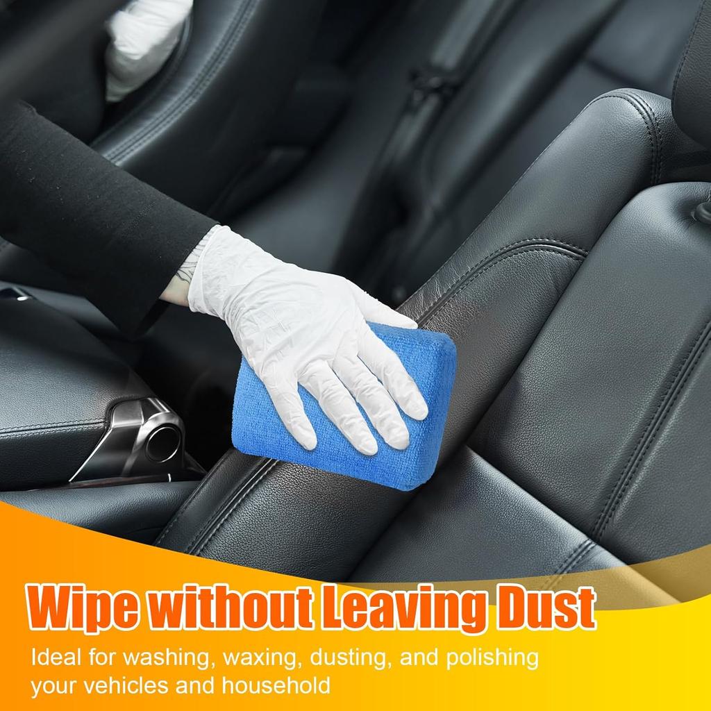 Riakrum 32 Pieces Microfiber Wax Applicator Pads Detailing Car Polishing Sponge For Car Ceramic Coating Applicator Tire Shine Cleaning Pad For