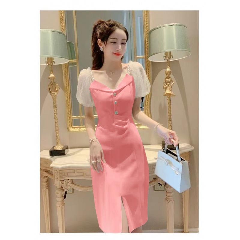 New Nightclub Deep V Low-cut Floor Dress Nightclub Nightclub Nightclub Sexy Lotus Leaf Sleeve Evening Dress