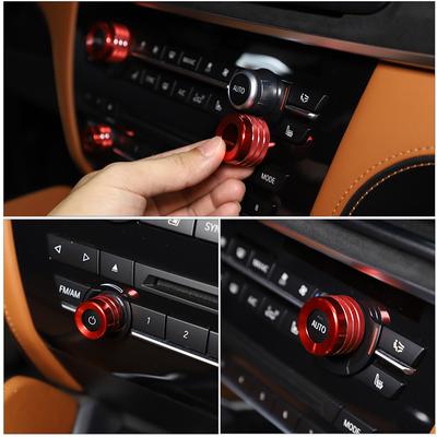 For BMW X5 X6 E70 E71 2008-2013 Aluminum Alloy Silver/Red Car Air Condition Volume Switch Ring Knob Cover Trim Car