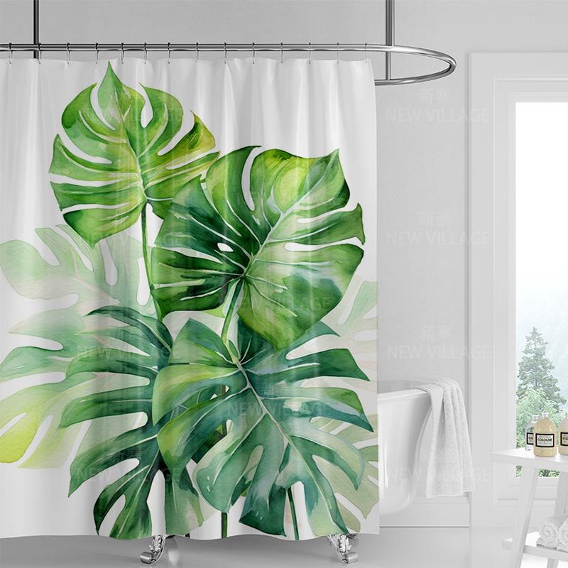 

Tropical plant shower curtain, bathroom bathtub waterproof shower curtain, house decoration 180x200cm bathroom curtain 90x180cm