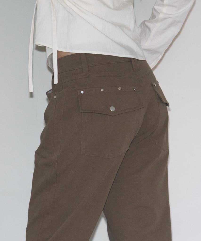Kiyamo Oblique Pocket Bootcut Pants_Brown