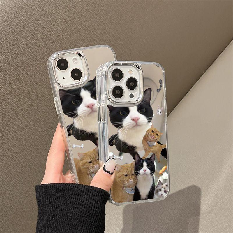 Cat conspicuous bag is suitable for Phone17pormax mirror mobile phone case 16pro Apple 15 all-inclusive 1314.