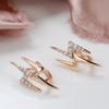 Doppelte geometrische Design-Damen-Zirkon-Ohrringe, Goldfarbe, trendiger Schmuck, Persönlichkeitsaccessoires