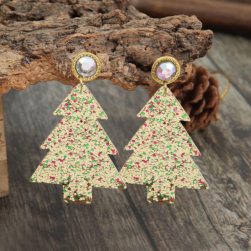 Christmas Tree Sequin Dangle Earrings: Exaggerated Holiday Fashion Gift