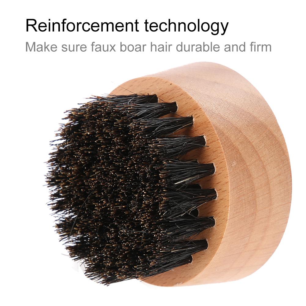 Men Natural Faux Boar Hair Wood Handle Beard Cleaning Shaving Shaping Brush (Beech)