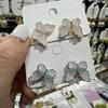Korean Fashion Color Crystal Flower Butterfly Earrings for Women Exquisite Elegant Earring Party Wedding Luxury Jewelry Gifts