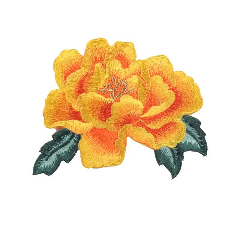 Fashion Show Costume Decorative Peony Patch Flower Motif Embroidery Diy Bag Hat Textile Iron-on Badge Sticker Accessories Patch