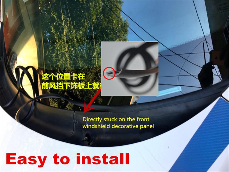 Mounted on the Plastic Panel Under the Windshield Wiper