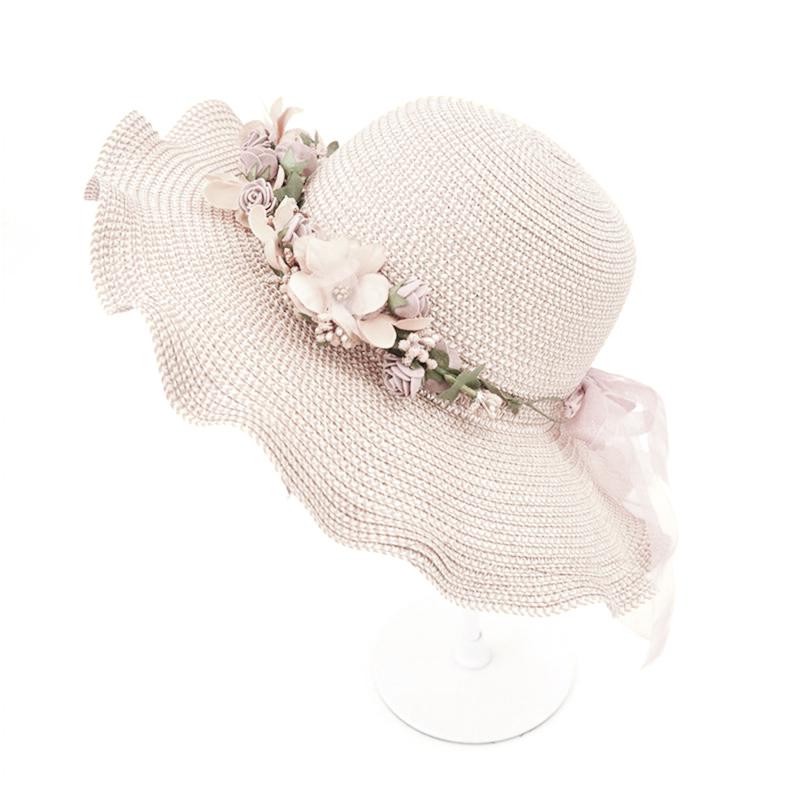 

Женская летняя шляпа от солнца для пляжа, уличная шляпа от солнца с цветами, элегантная 2017