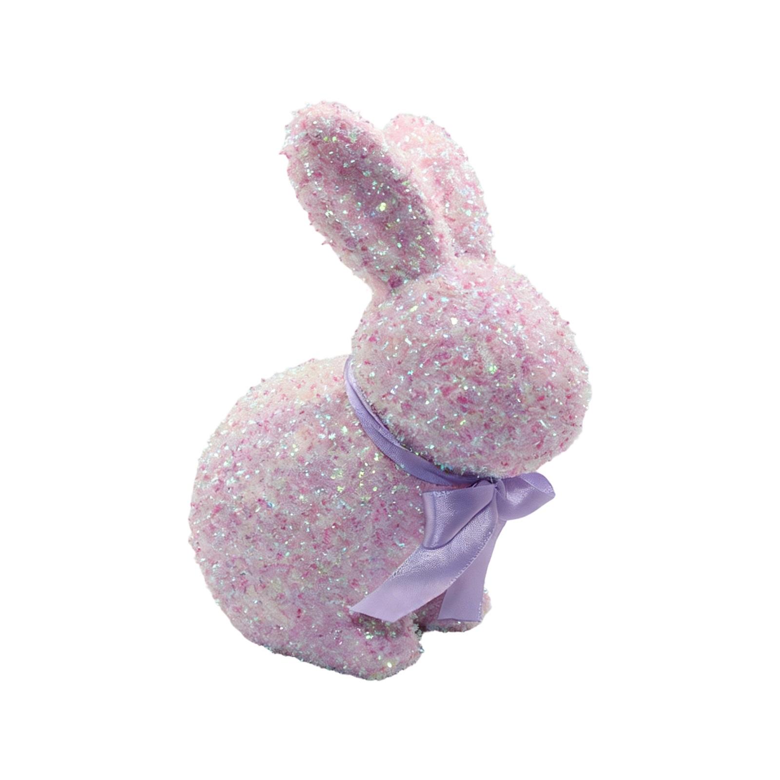 

Glitter Easter Bunny With Bow - Standing Plush Stuffed Animal, Sparkling Decorative Centerpiece For Spring & Holiday Table Decor One Size фиолетовый