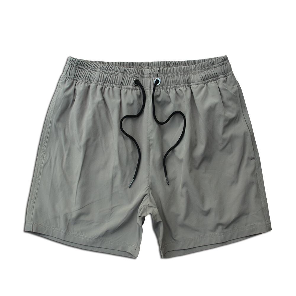 Men Sports Casual Loose Solid Color Swim Shorts Men 4-Point Quick-Dry Beach Shorts Male Lightweight Breathable Board Shorts