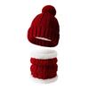 3Pcs/Set Winter Knitted Scarf Gloves Set Pom Pom Ball Fleece Lining Brimless Hat Touchscreen Gloves Neck Warmer Set