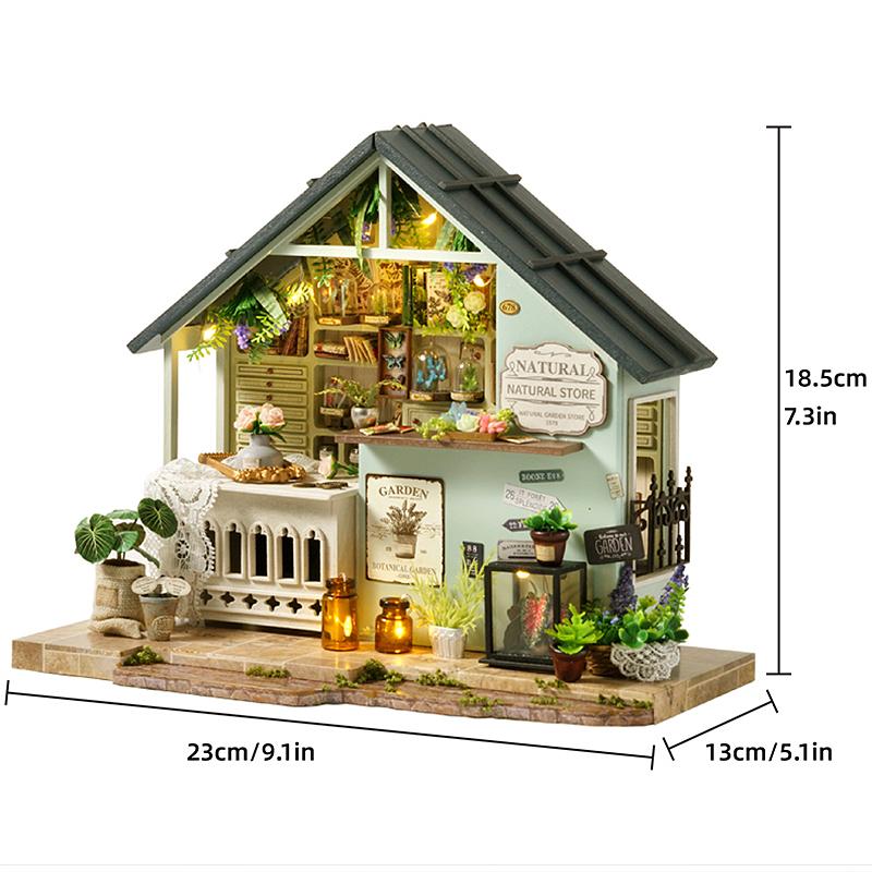 

DIY Mini Kitchen Doll Houses 3D Puzzle House Assembly Building Model Kit Toy Home with Furniture Wooden Crafts Gifts Dollhouses зелёный