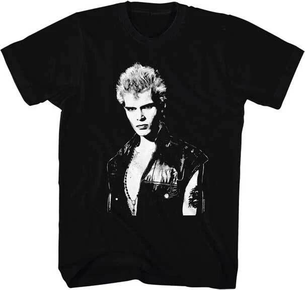 Billy Idol Leather Vest Black & White Photo Men's T Shirt Punk Rock Music Merch
