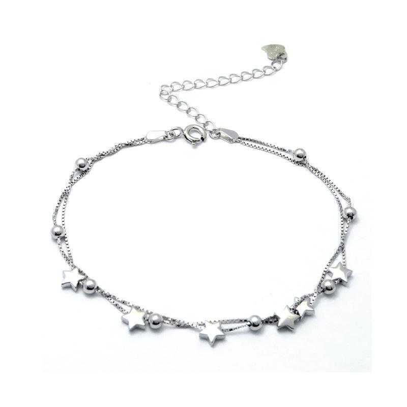 Star Bracelet Exquisite Simple Sterling Silver Five-Pointed Star Double Bracelet Women'S Premium Jewelry