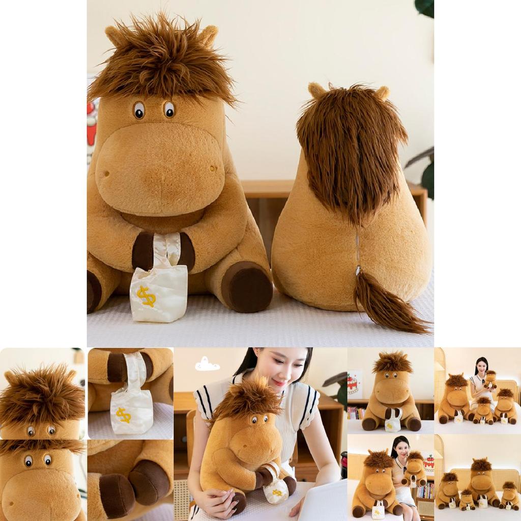 Adorable New Style Plush Working Pony Toy Cuddly Stuffed Animal Pillow Gift For Girls