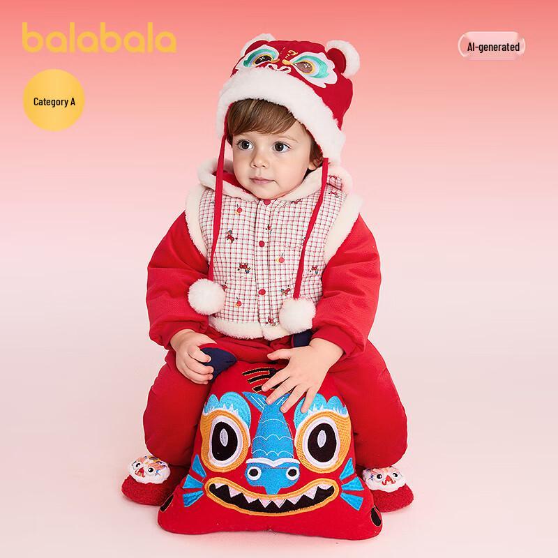 Balabala Kids' Fake Two-Piece Hooded Jumpsuit