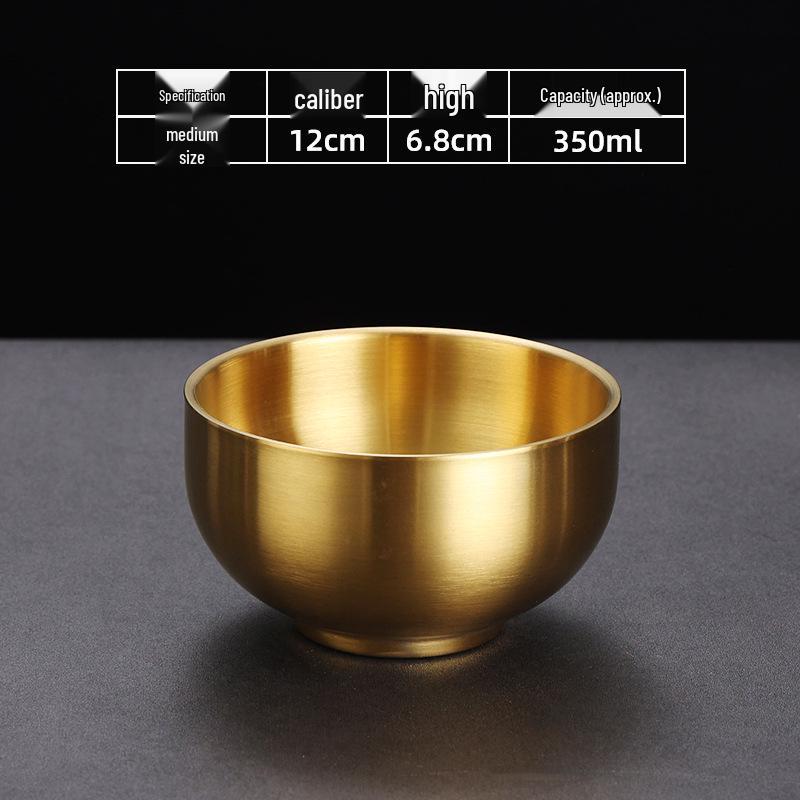 304 Stainless Steel Children's Snack & Meal Bowl, Gold Seasoning, Ramen & Soup Bowl