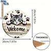 2D Flat Wooden Welcome Sign, A Minimalist Cat-Themed Home Decor Hanging Ornament, Nurseries, Vintage Home Decor Wall for Bar Kitchen