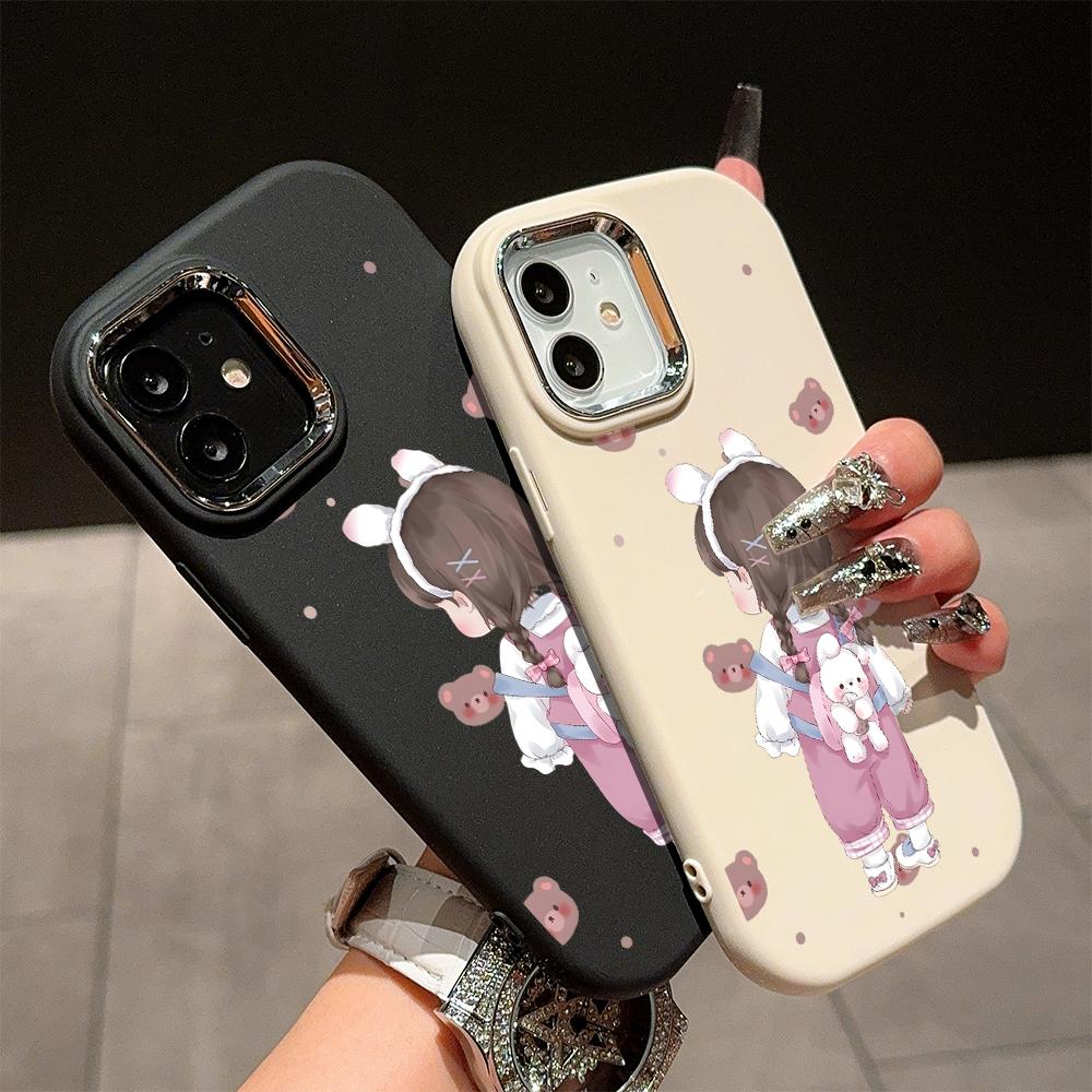 For OPPO A16 A38 A57 A58 A74 A78 A98 Reno8T Reno13F Realme C25S C53 C65 Cartoon Black Cat Silver Edge Soft Liquid Silicone Protective Casing