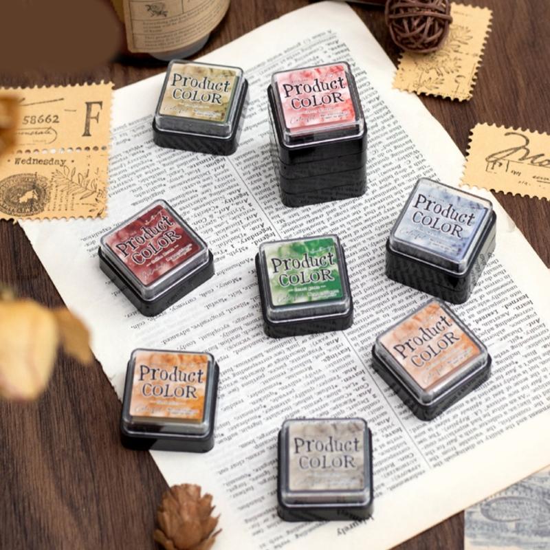 6 Pcs Portable Stamp Pad Combination Inkpad Flowing Colors Series Pad Set