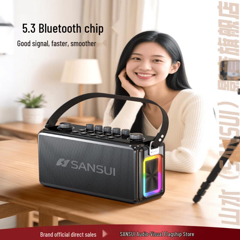 SANSUI T27 Portable KTV Bluetooth Speaker with Wireless Microphone (CN Version)